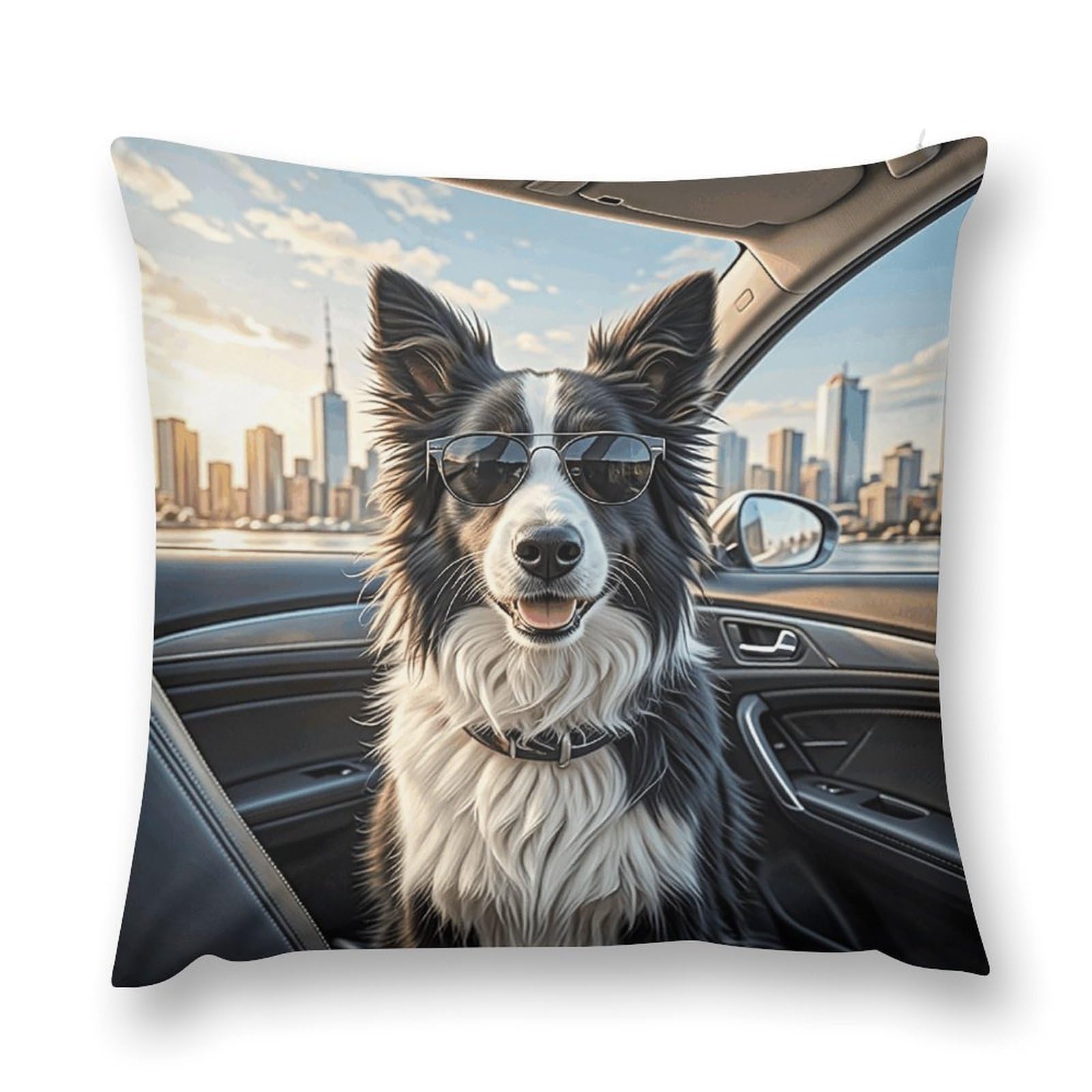VstaDank Border Collie Dog Throw Pillow Cover with Hidden Zipper Farmhouse Couch Pillow Cover Cozy Soft Short Plush Cushion Case Fashion Square Decorative Pillow Cover for Living Room