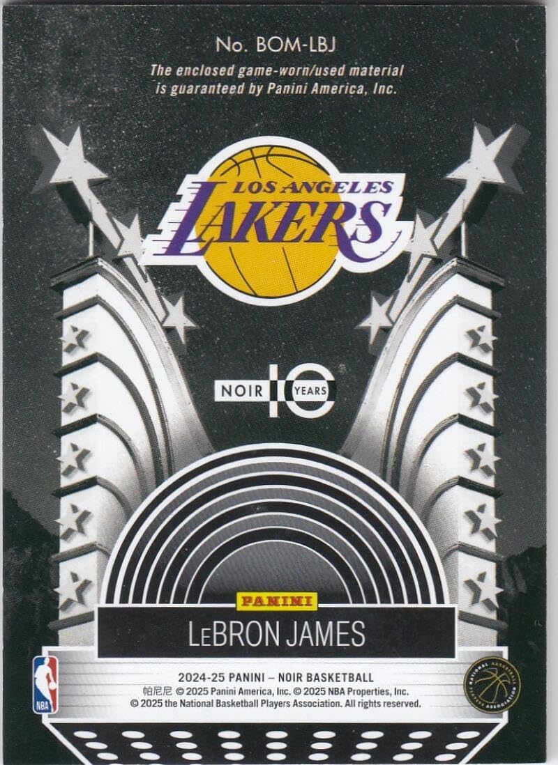 Basketball Trading Card 2024-25 Panini Noir Box Office Memorabilia #5 LeBron James EX++ Excellent++ MEM 69/99 Lakers