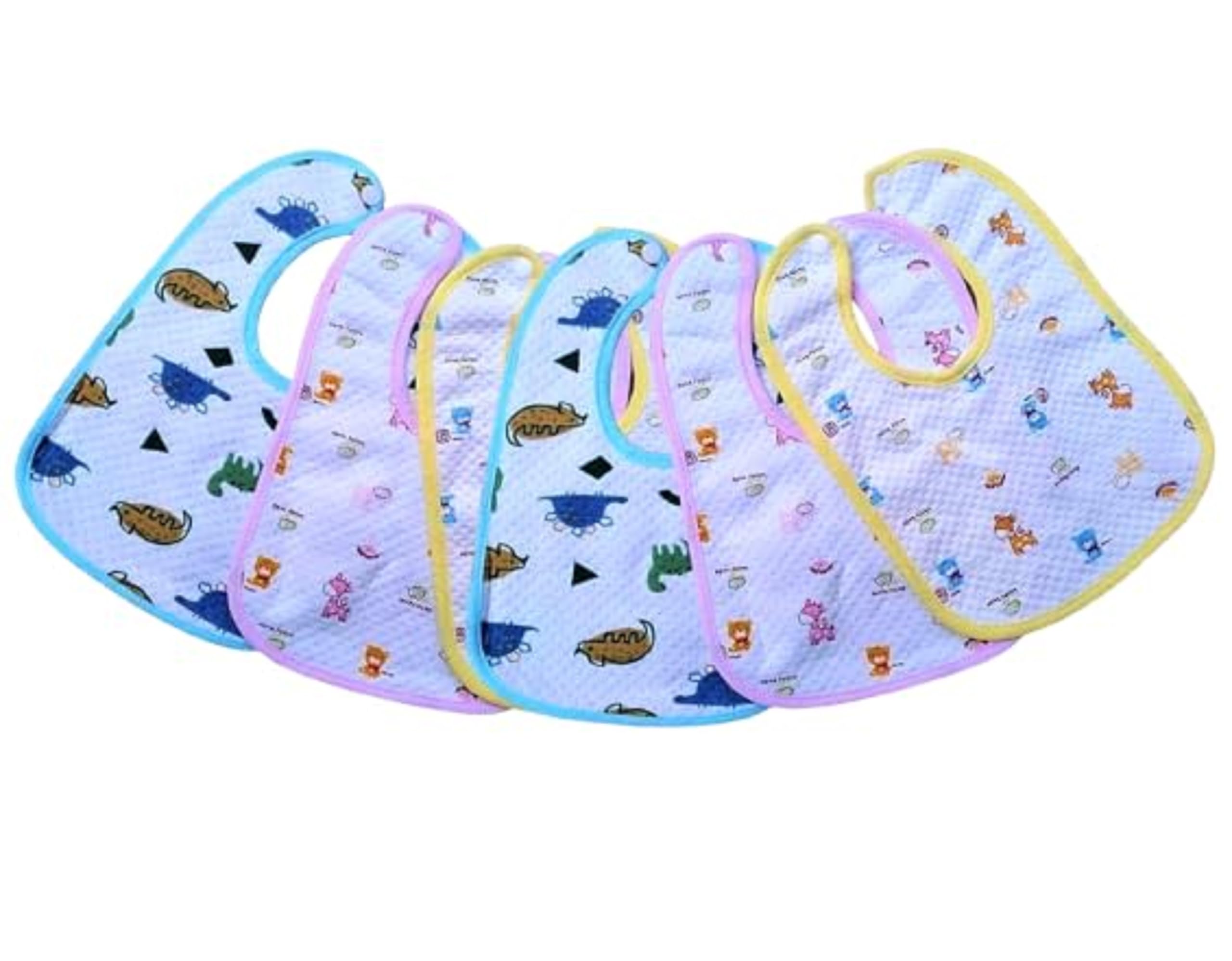 BabyGo Multicolored Cotton Baby Bibs with Titch Button | Soft Cotton Washable for Babies Age 0 Month to 2 Years Waterproof Bibs (Pack of 6)-picture-14