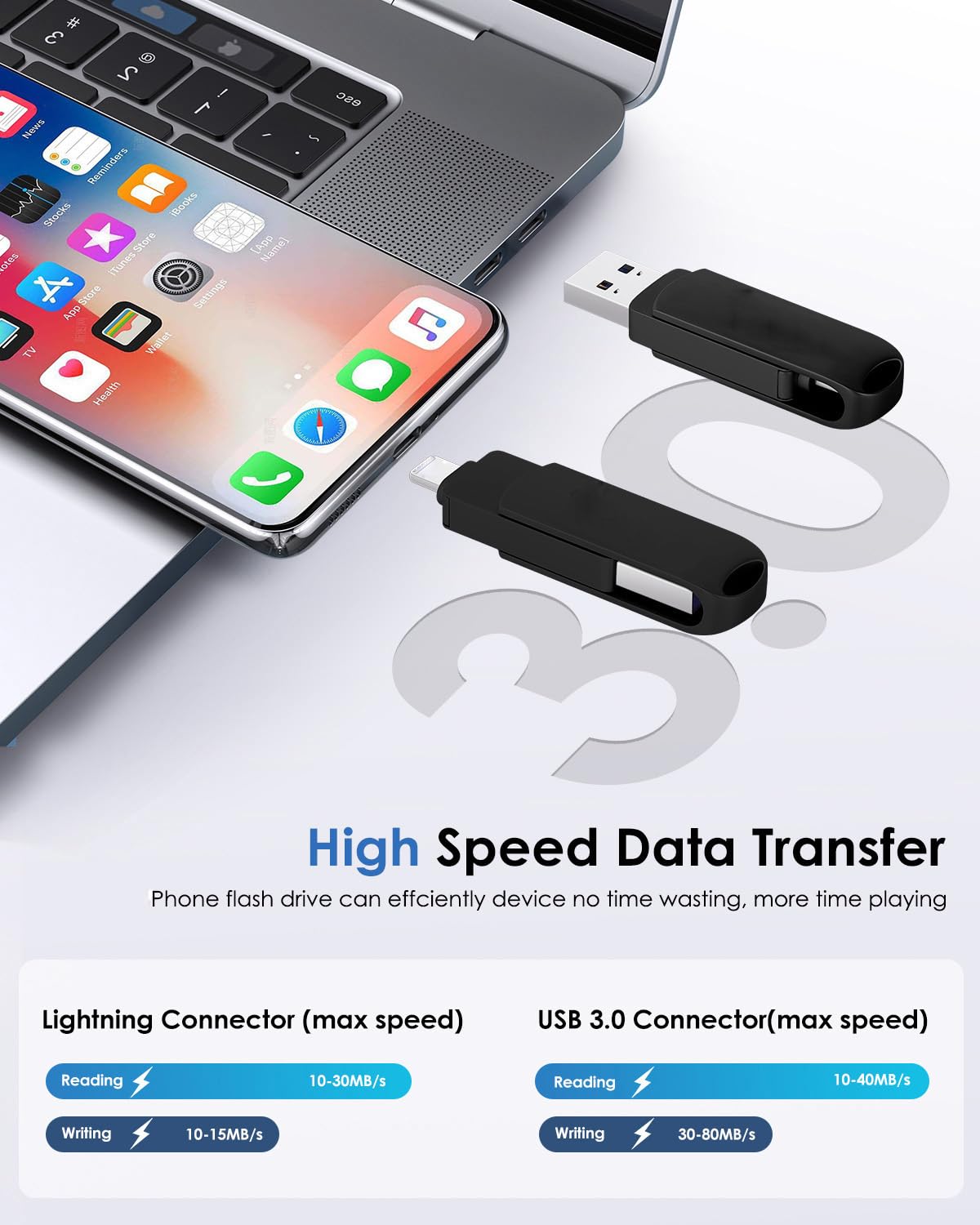 512GB Chiavetta USB iPhone Memoria Esterna iPhone Chiavetta iPhone per Scaricare Foto PenDrive