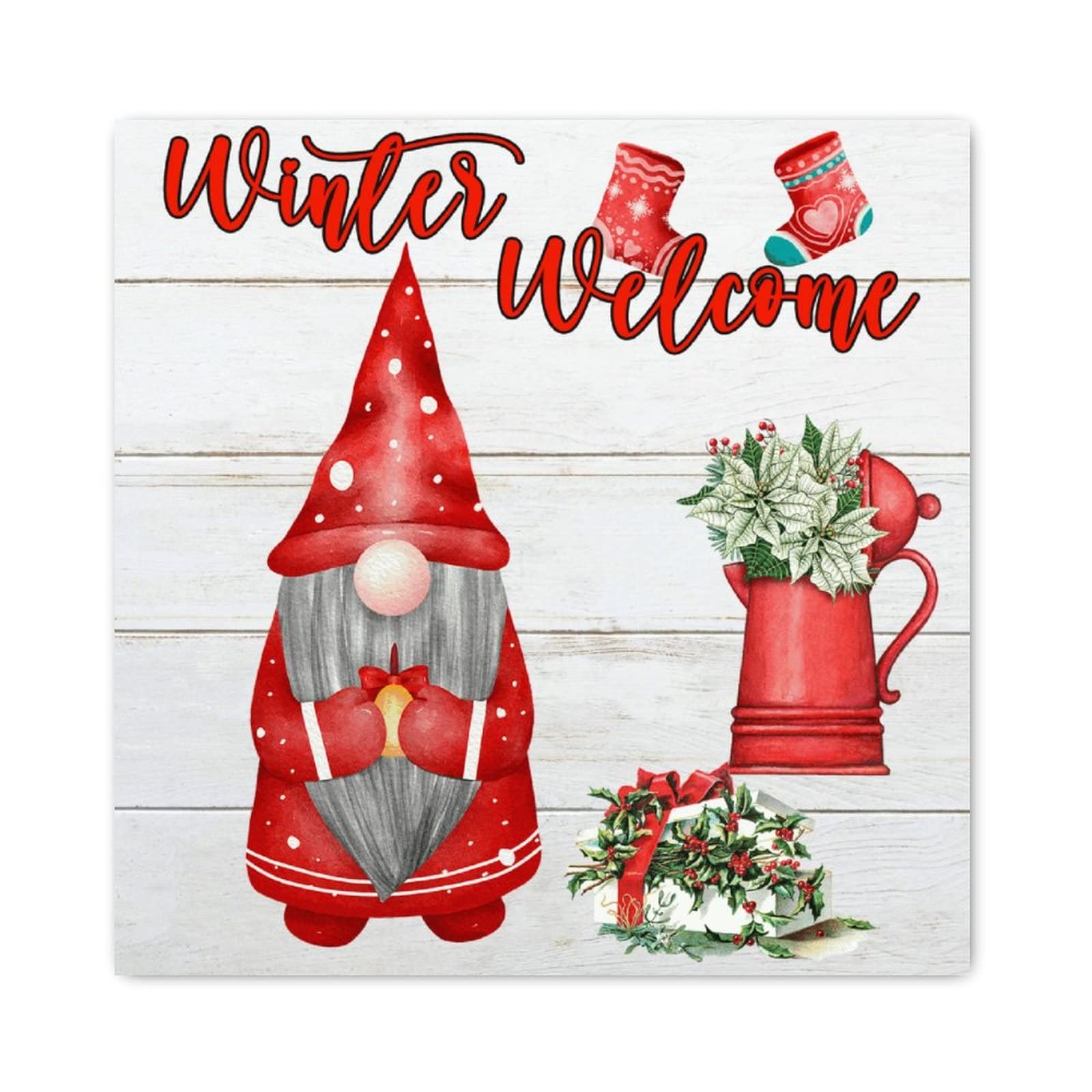 Panneau de Noël en bois avec nain décoration murale maison chambre cuisine