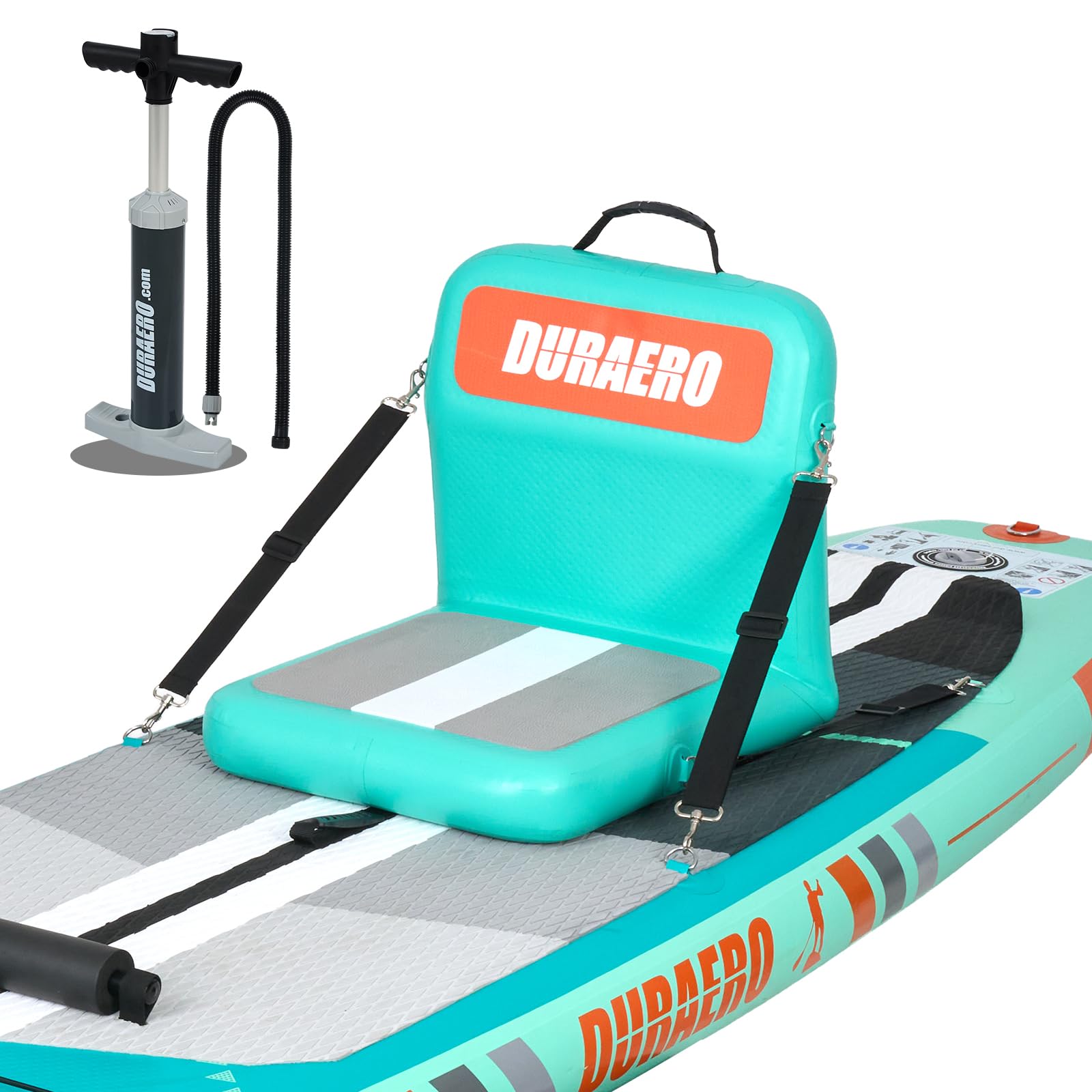 DURAERO Asiento inflable para kayak con respaldo, asiento de SUP y kayak con superficie antideslizante EVA, asiento cómodo para accesorios de tabla de paddle up