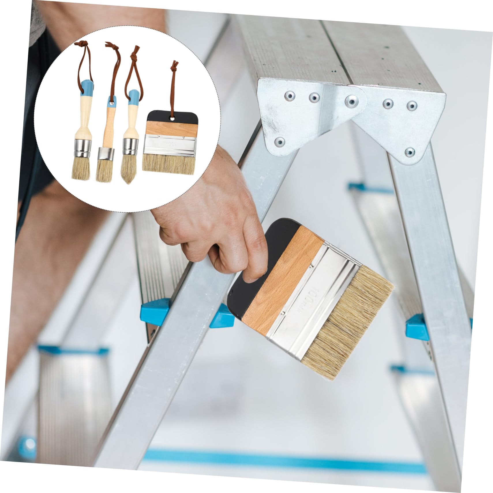 Housoutil Pinceles para Pintura al Óleo Mango de Madera y Cerdas Flexibles Juego de 4 Fácil de Sujetar Adecuado para Pintar y Decorar Superficies