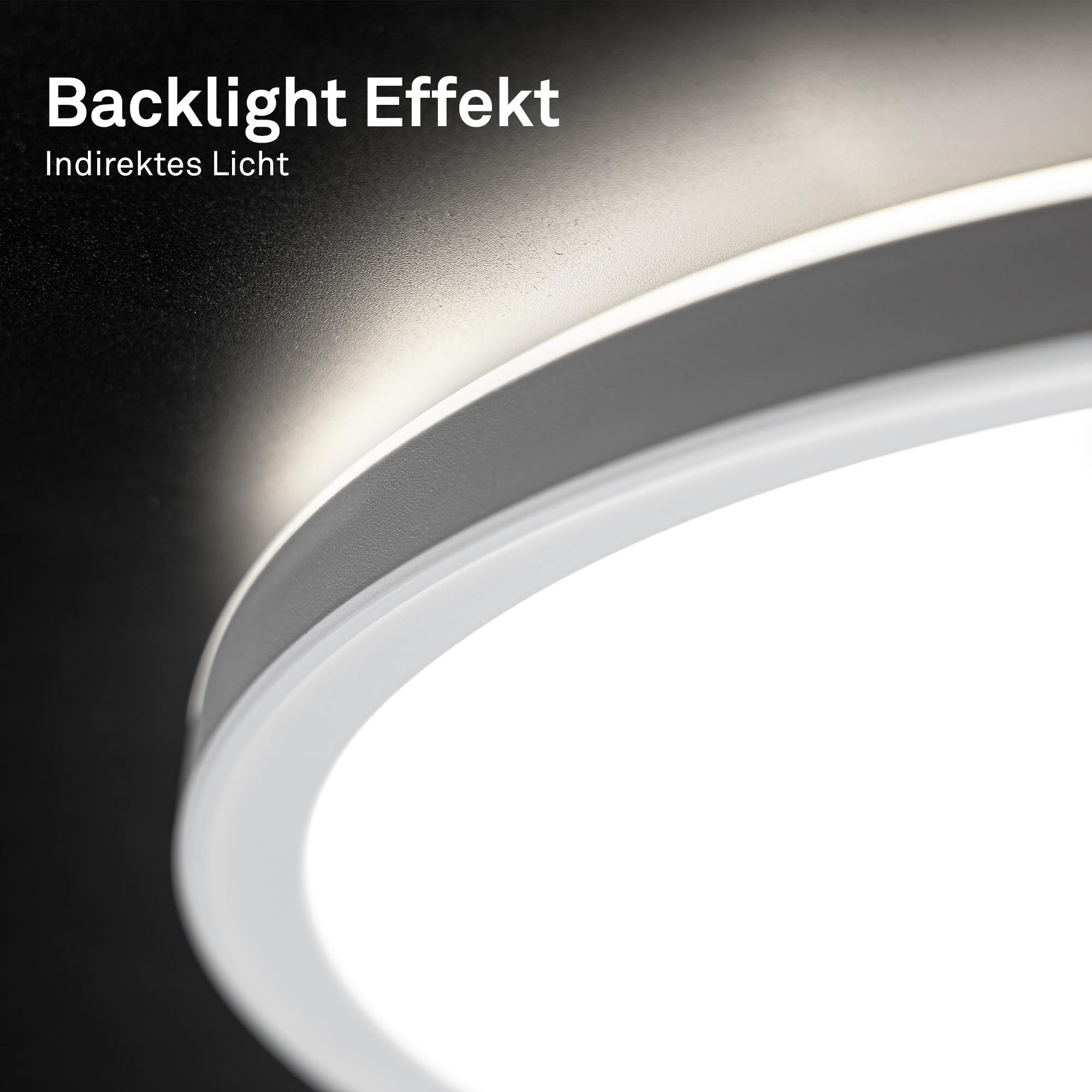 BRILONER - LED Deckenlampe mit indirektem Licht, flach, IP44 Spritzwasserschutz, Deckenleuchte, LED Panel, Feuchtraumleuchte, Badezimmer Lampe Decke, Badlampe, Küchenlampe, 29x3 cm, Weiß