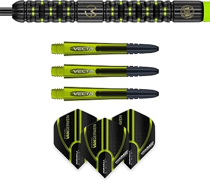 WINMAU Michael van Gerwen MvG Adrenalin Tungsten Steeltip Darts Set with Prism Flights and Vecta Shafts (Stems)