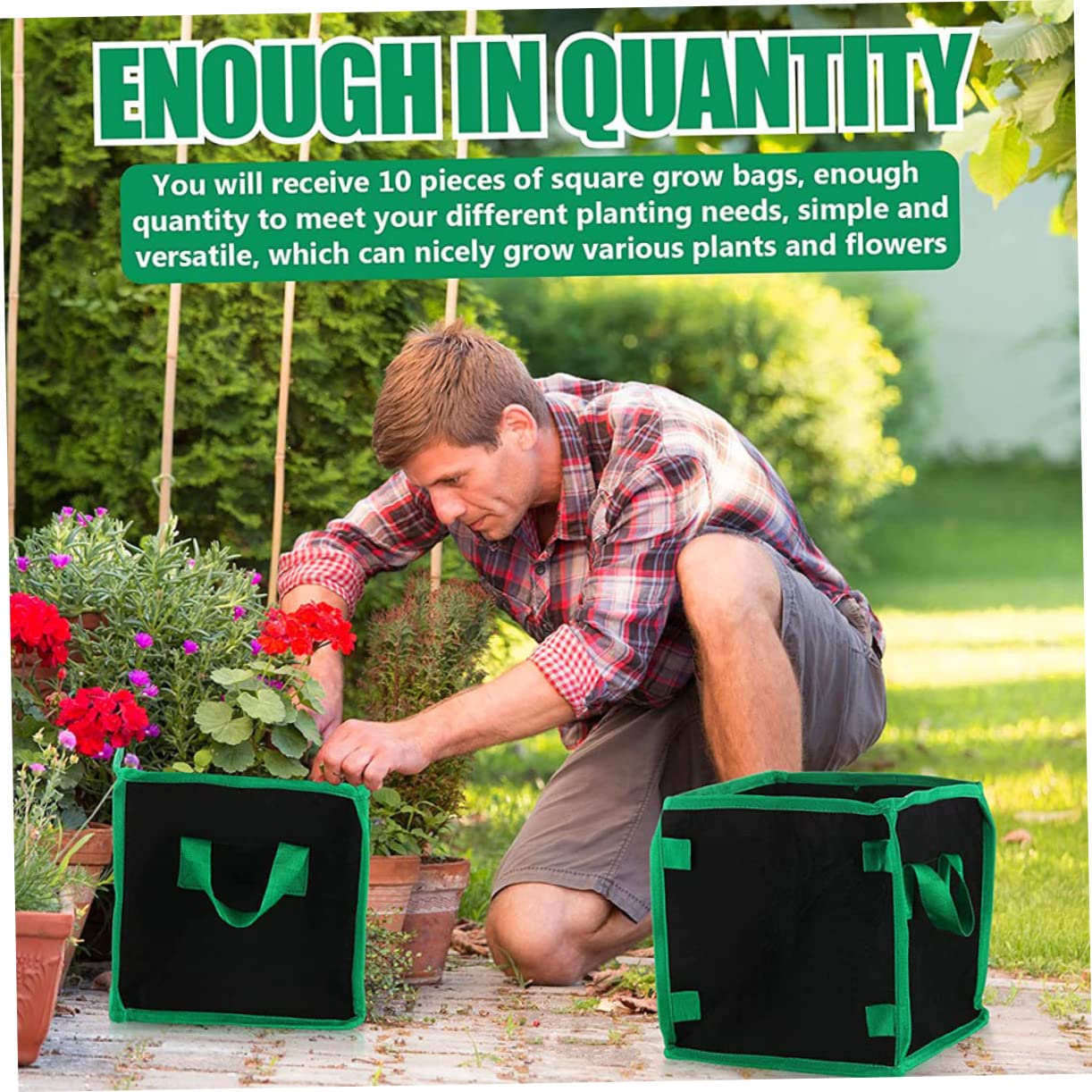 VANZACK 4pezzi Borse Per Traspiranti Sacchetti Per Coltivazione Per Giardinaggio Per Appartamenti e Spessore