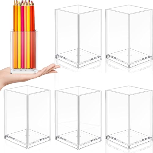 6 piezas de acrílico transparente soporte para brochas de maquillaje, soporte de escritorio, accesorios góticos de escritorio, organizador cuadrado