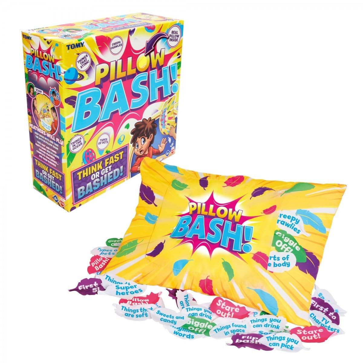 TOMY Pillow Bash - Divertenti giochi per feste, 2-10 giocatori, età 6+ - blu, bianco