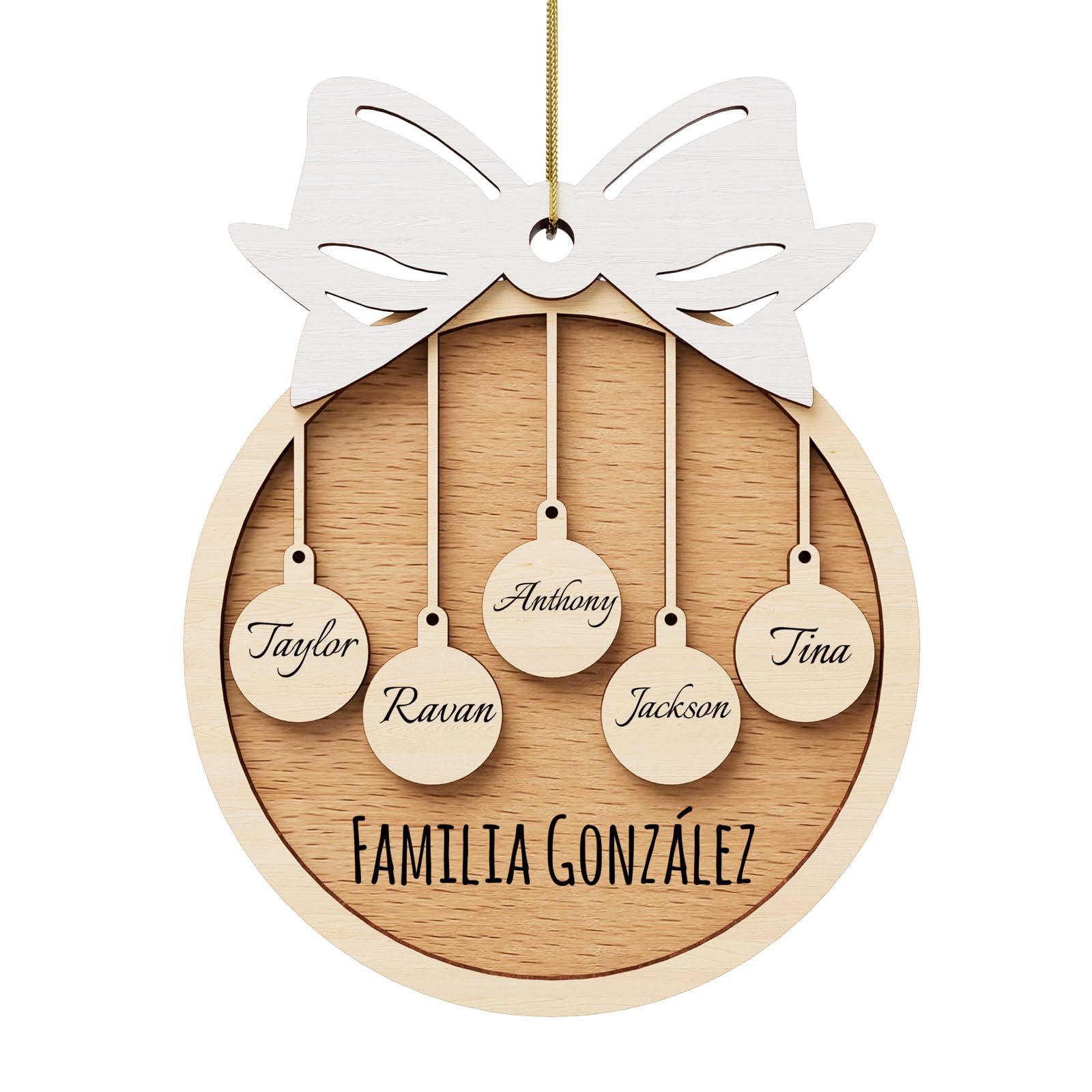 Colgante Personalizada Bolas de Navidad -Decoración Navidad Adornos Árbol Navidad Colgante Navidad para la Familia Regalo Original Familiares Amigo Navidad 3-9 Nombre