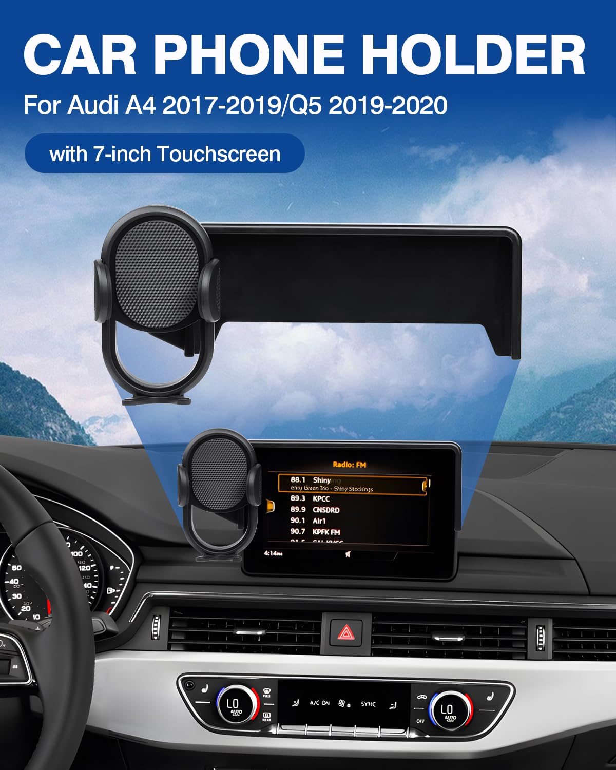 Autorder Dopasowany do uchwytu na telefon samochodowy 2017-2019 Audi A4/2018-2020 Q5 akcesoria uchwyt na telefon 7-calowy ekran telefonu komórkowego kołyski samochodowe bez użycia rąk obrót o 360