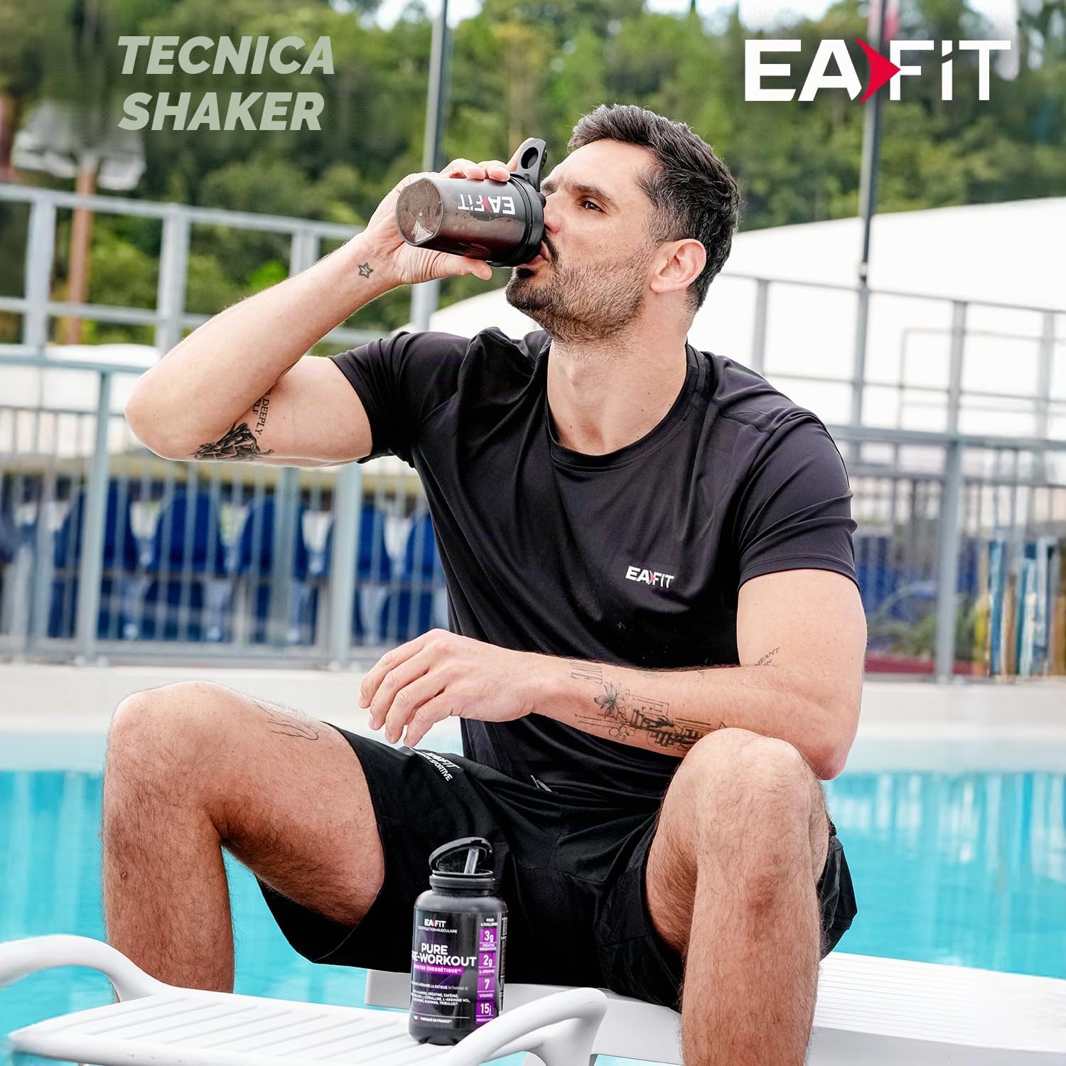 EAFIT Shaker Proteine 400 ml Nero Trasparente – Borraccia Graduata Senza BPA con Mixer in Acciaio – Per Whey Protein, Creatina, Pre Workout – Shaker Palestra Portatile Anti-Perdita per Sport e Fitness