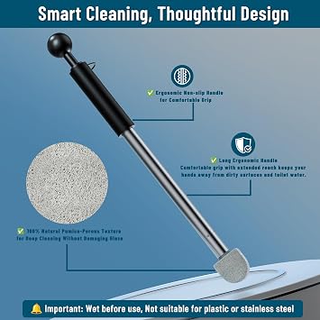 Pumice Stone for Toilet Cleaning,16.14In Extra Long Handle Toilet Pumice Stone Toilet Bowl Cleaner Brush Toilet Scrubber for Toilets Bathtubs Grills Sinks(Black)