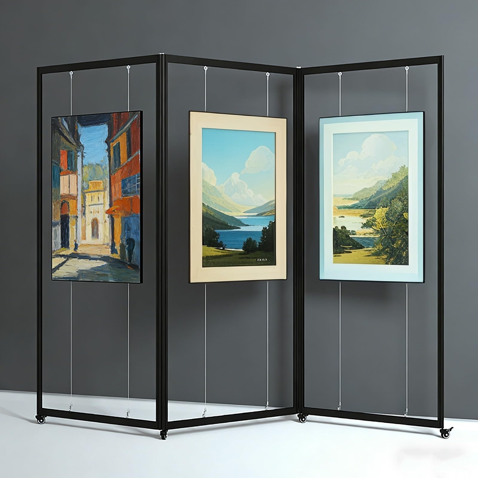 Présentoirs Mobiles à roulettes, chevalets modulaires pour expositions, Panneaux roulants pour Photos et Affiches, Noir 100 x 200 cm, Parfaits pour la signalétique et Les présentations artis