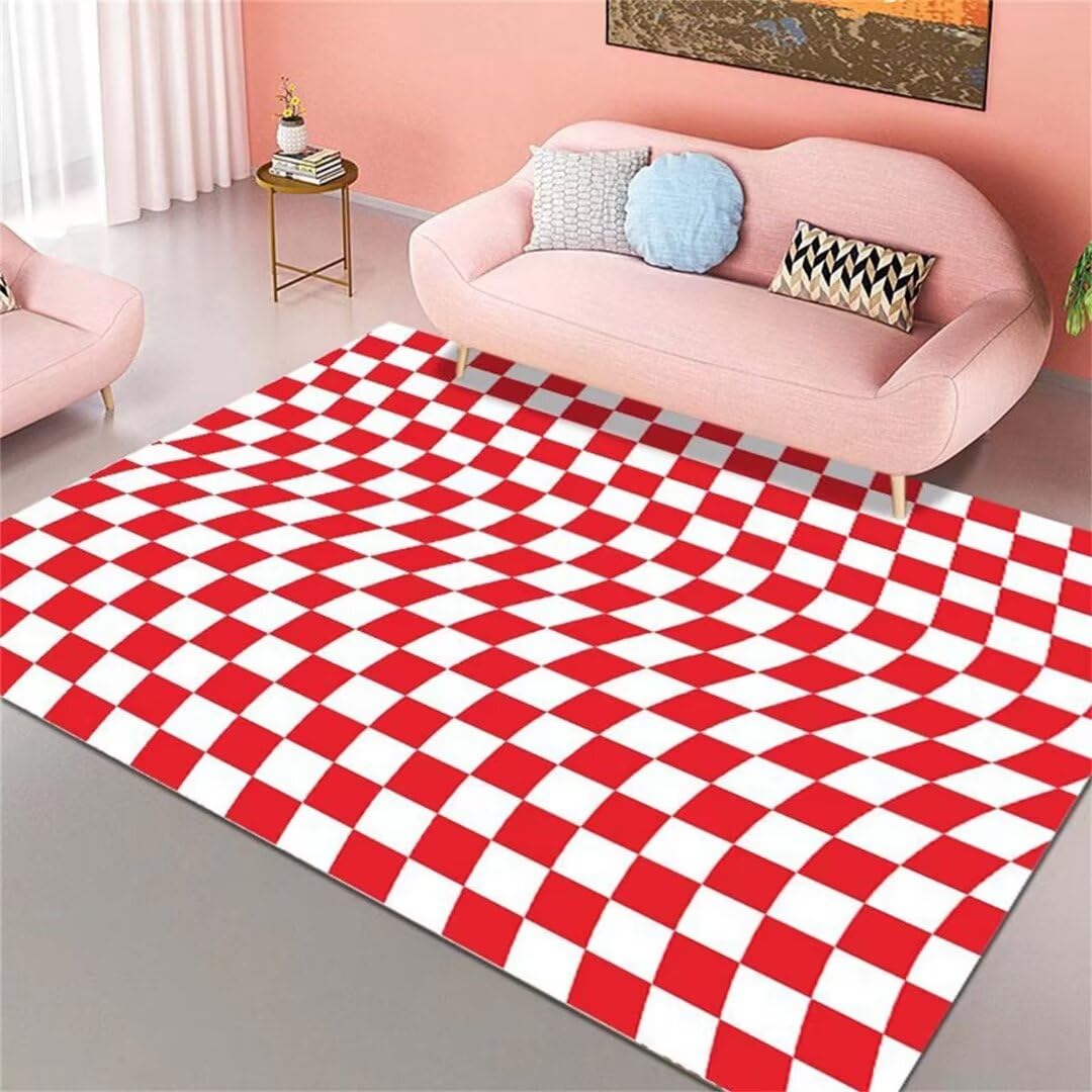 Tapis de cuisine antidérapant rouge et blanc pour un intérieur joyeux