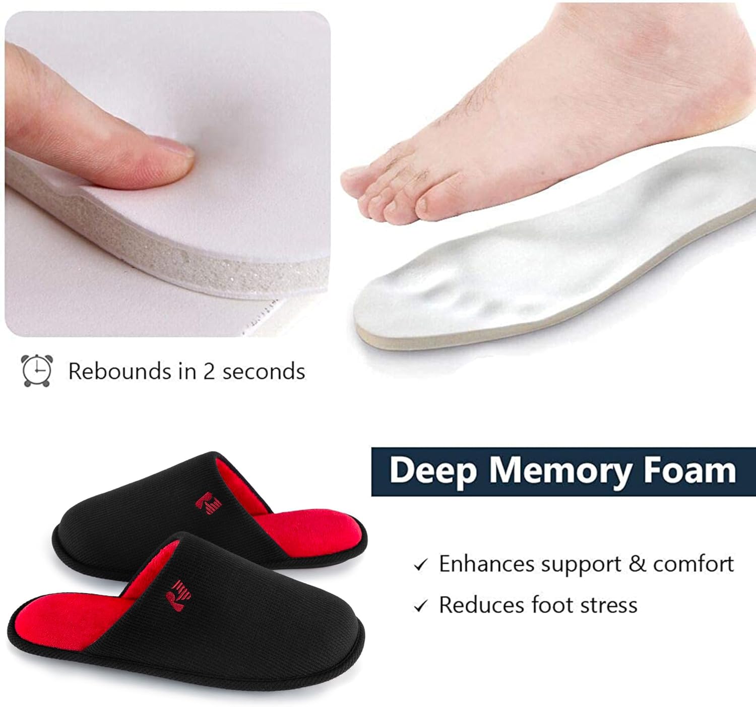 RockDove Mens Two Tone Memory Foam Scuff Slippers Lightweight Breathable Non Slip Indoor Outdoor Gift Ready - Image 5