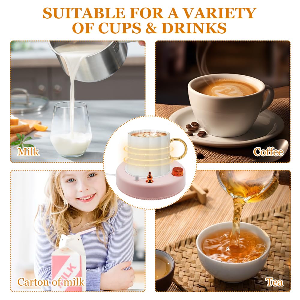 Chauffe Tasse USB, Chauffe Tasse De Café, Boissons Plaque Chauffante, Réchauffeur De Tasse, Chauffe-Boisson De Bureau/Domestique, Thé, Eau, Cacao, Chauffe-Lait, Rose