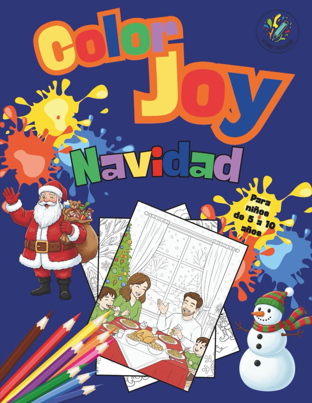 Color Joy: Libro de colorear navideño divertido para niños de 5 a 10 años: 32 dibujos sencillos para niños y niñas
