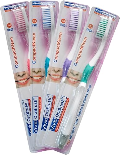 Miniatura 3 de Vivid OraBrush - Cepillos de dientes de filamento de nailon de alta calidad, cerdas de goma, limpiador de lengua integrado, paquete de 12