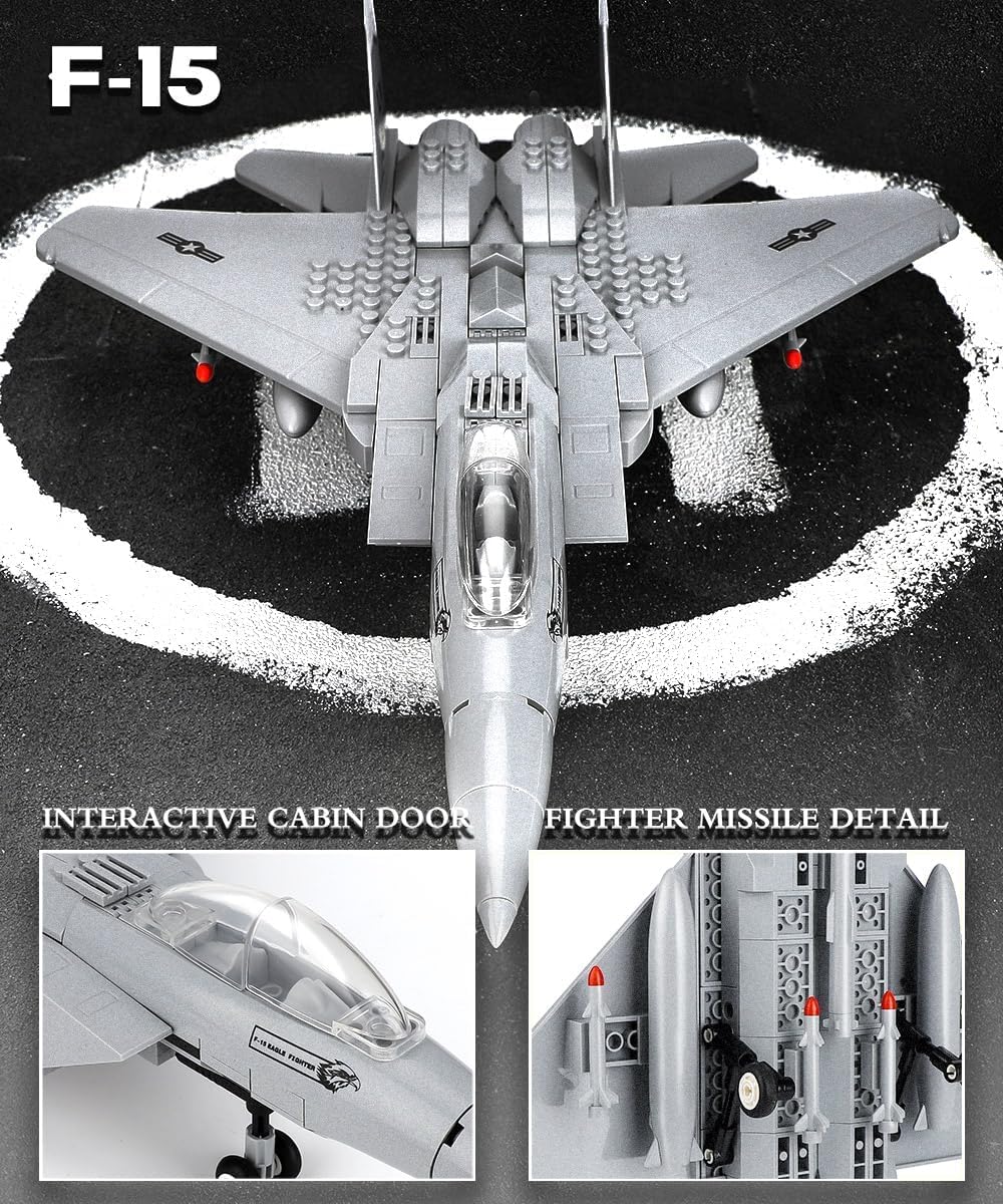 QLT QIAOLETONG F15 – Set Costruzioni Aereo Militare 270 Pezzi – Modello Da Combattimento In Mattoncini Per Adulti E Ragazzi Dai 6 Anni In Su - 3