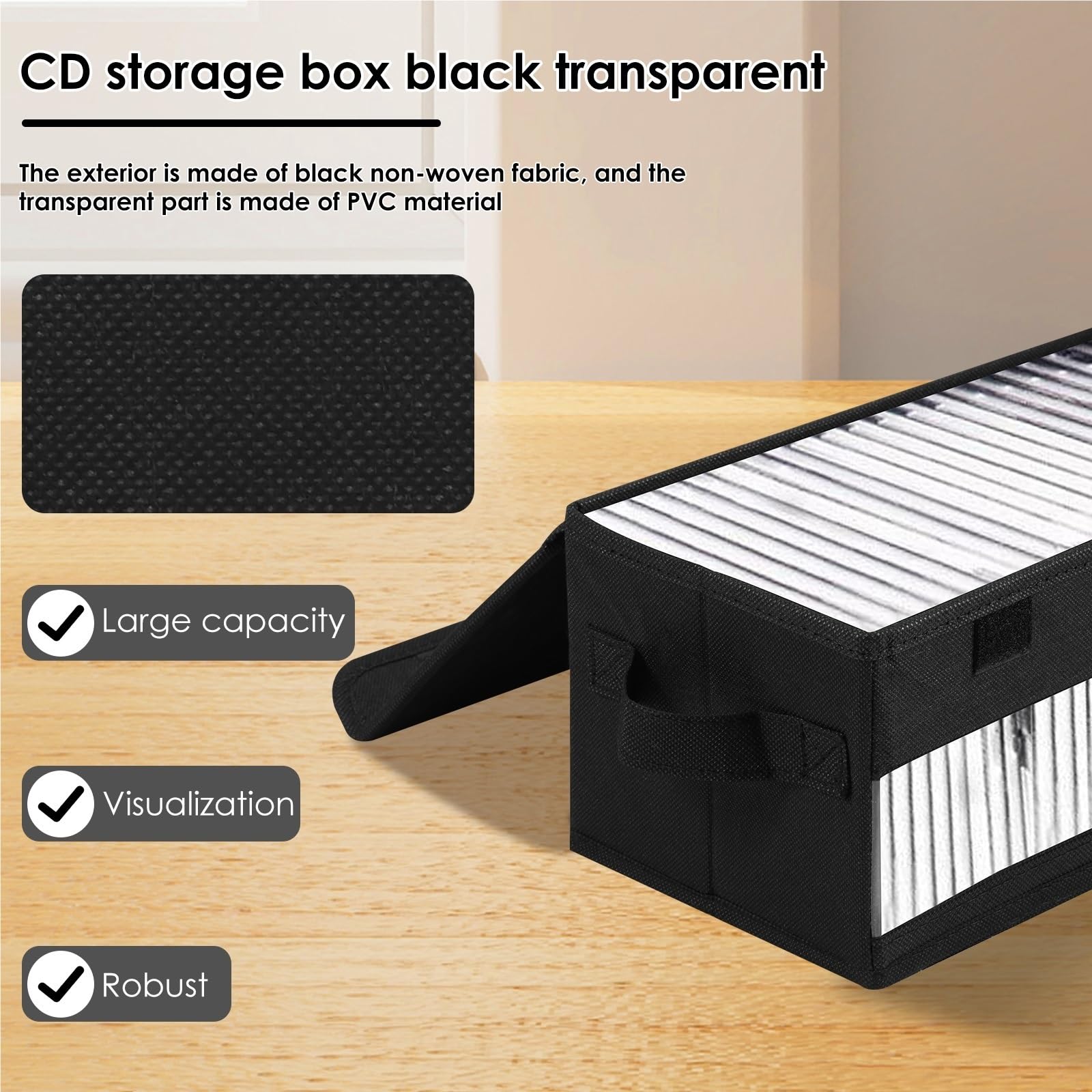 Custodie CD Borsa portaoggetti in Tessuto Non Tessuto con Custodia Portatile for CD di Grande capacità con Coperchio for Auto da Ufficio