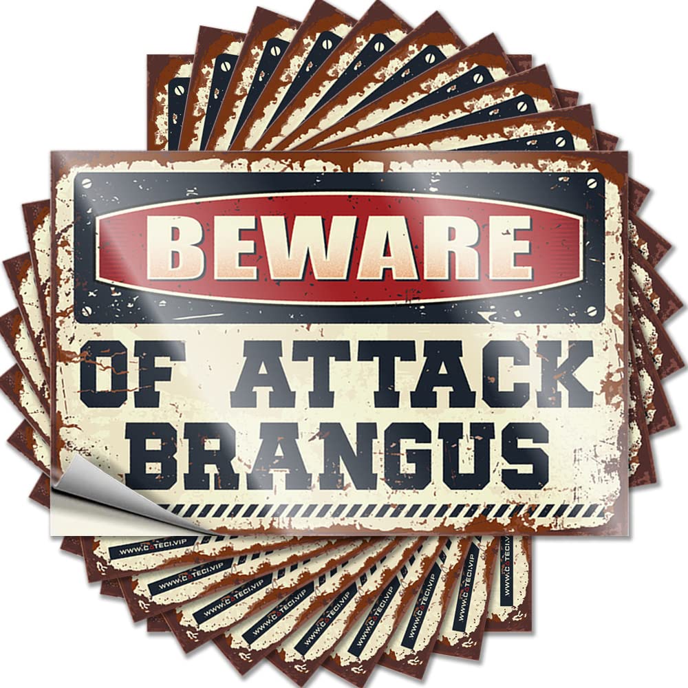 Decals for Cars Beware of Attack Brangus Funny Sticker 10 Pcs Halloween Car Stickers Tool Decal(8X12CM)