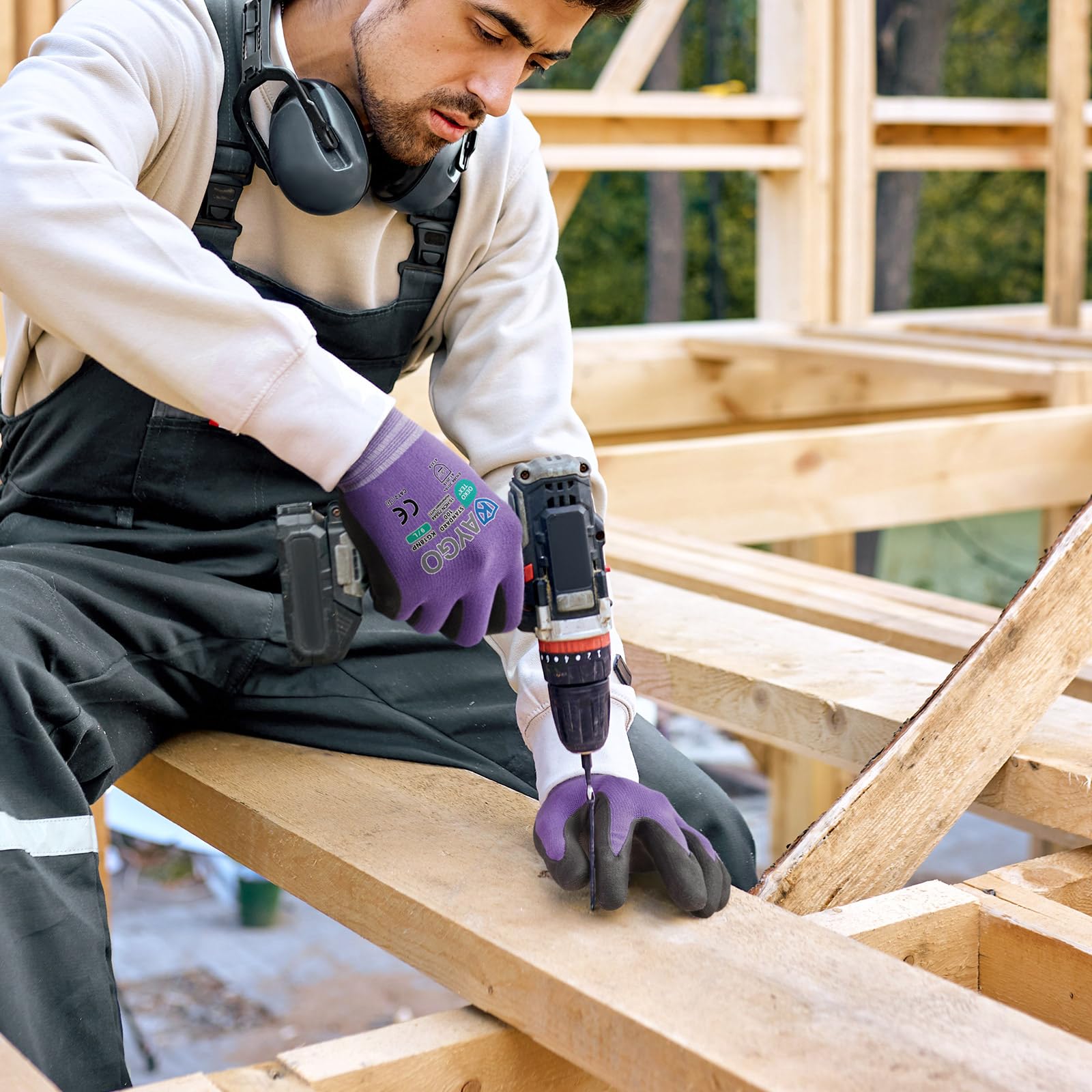 KAYGO Micro Foam Nitrile Coated Work Gloves 3 works, Nylon Liner, Breathable and Flexible, Light Oil Grip - Image 4