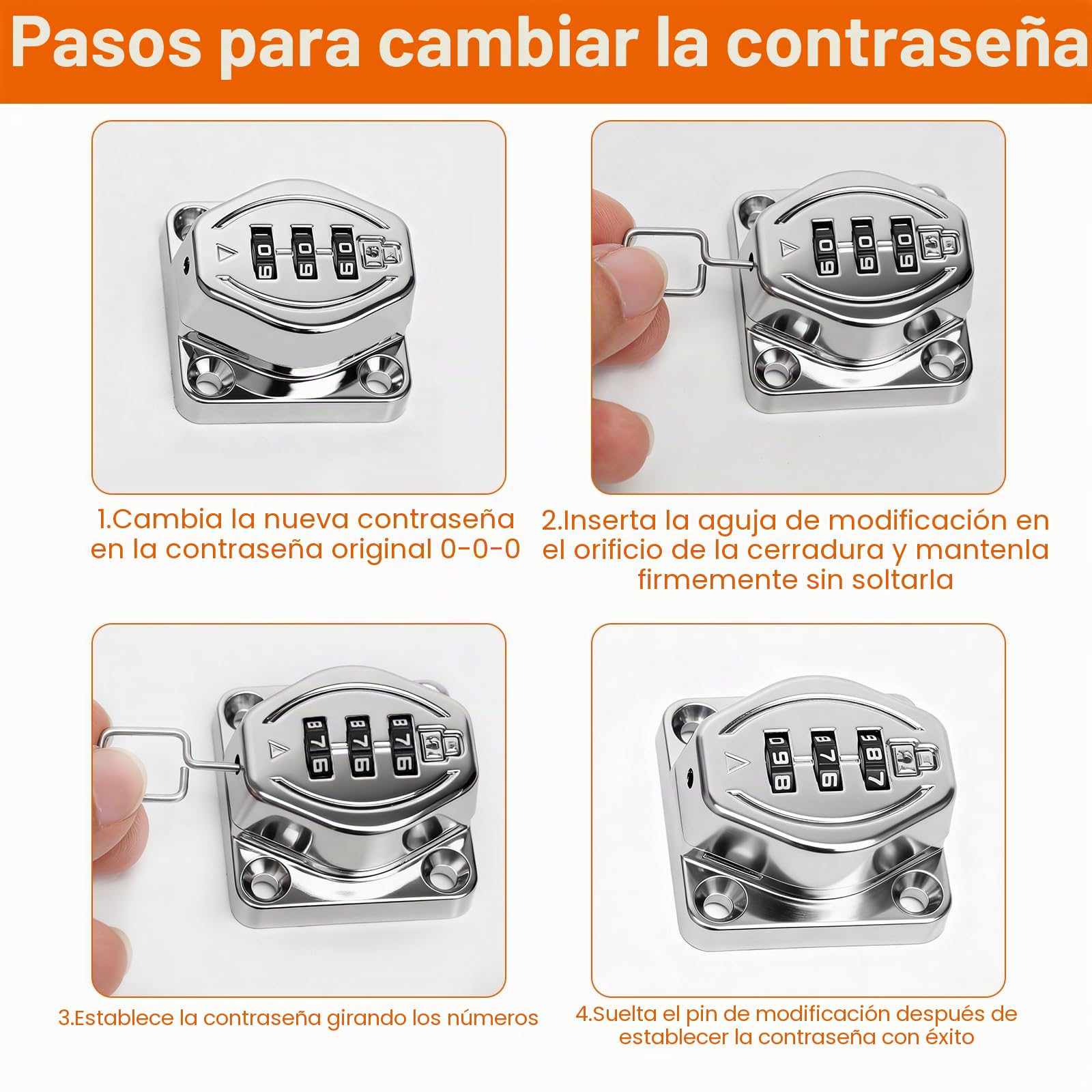 Cerradura de Armario con Código 4 Pulgadas, Cerradura sin Llave con Contraseña, Pestillo de Seguridad para Cajones, Gabinetes, Roperos y Muebles