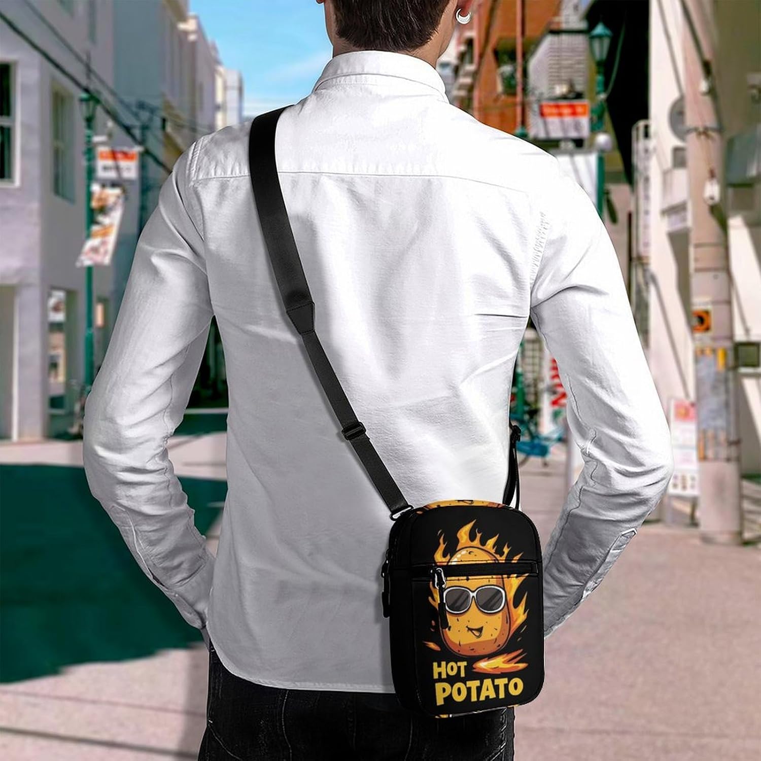 Hot Potato Small Crossbody Bag Sling Shoulder Satchel | for women men,work travel workout,detachable and adjustable shoulder strap