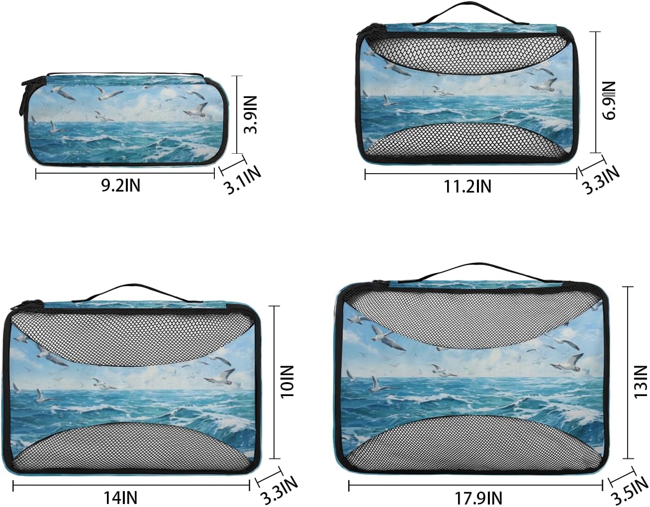 Seagulls Birds Sea 4 Set Packing Cubes Packing Cubes for Women Lightweight Travel Essential Bag Clothes Carry on Suitcase Bags for Accessories Essentials