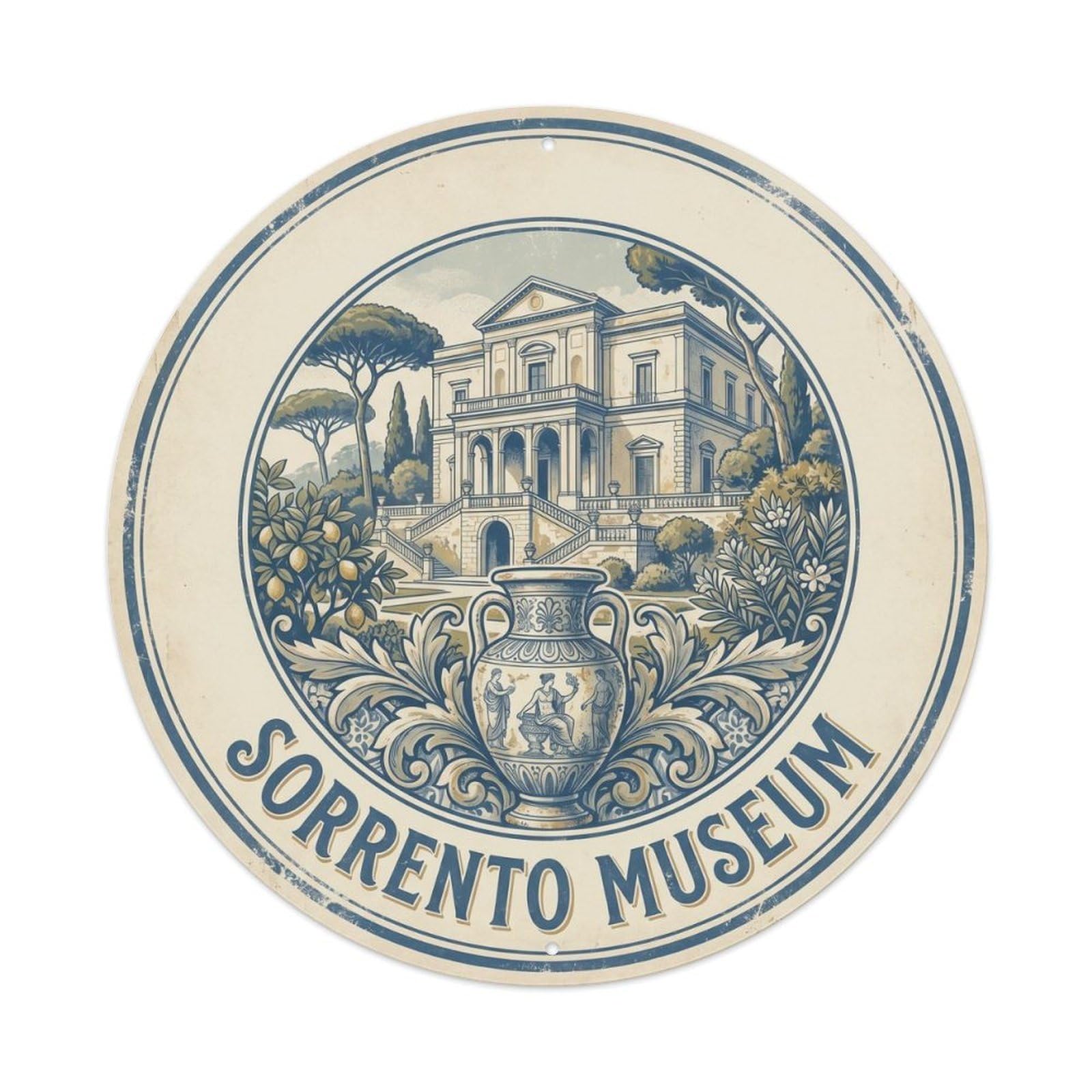 Olhnbad Style Ceramic Museum Sorrento Craft Culture Travel Metal Tin Sign