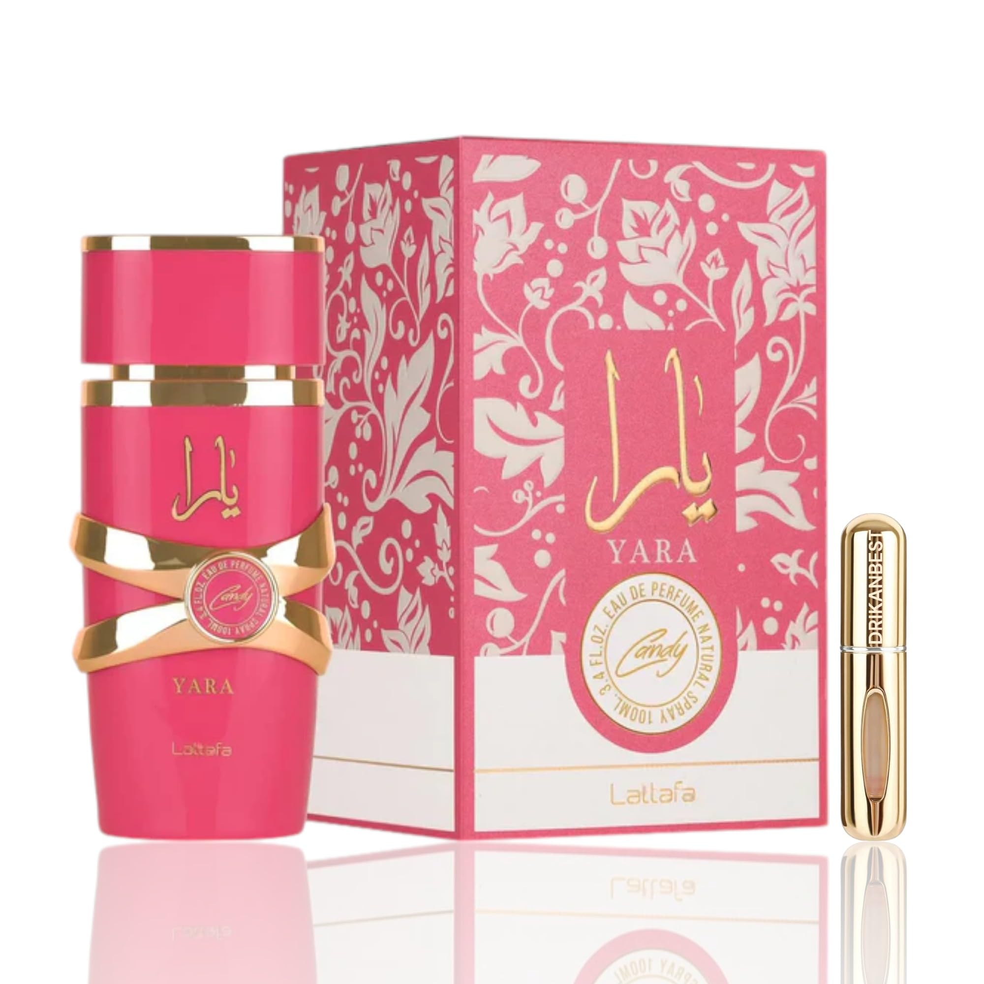 Perfume Yara Candy, perfume árabe (ORIGINAL) perfume afrutado,dulce,avainillado 100 ml+REGALO Atomizador 5ml DRIKANBEST