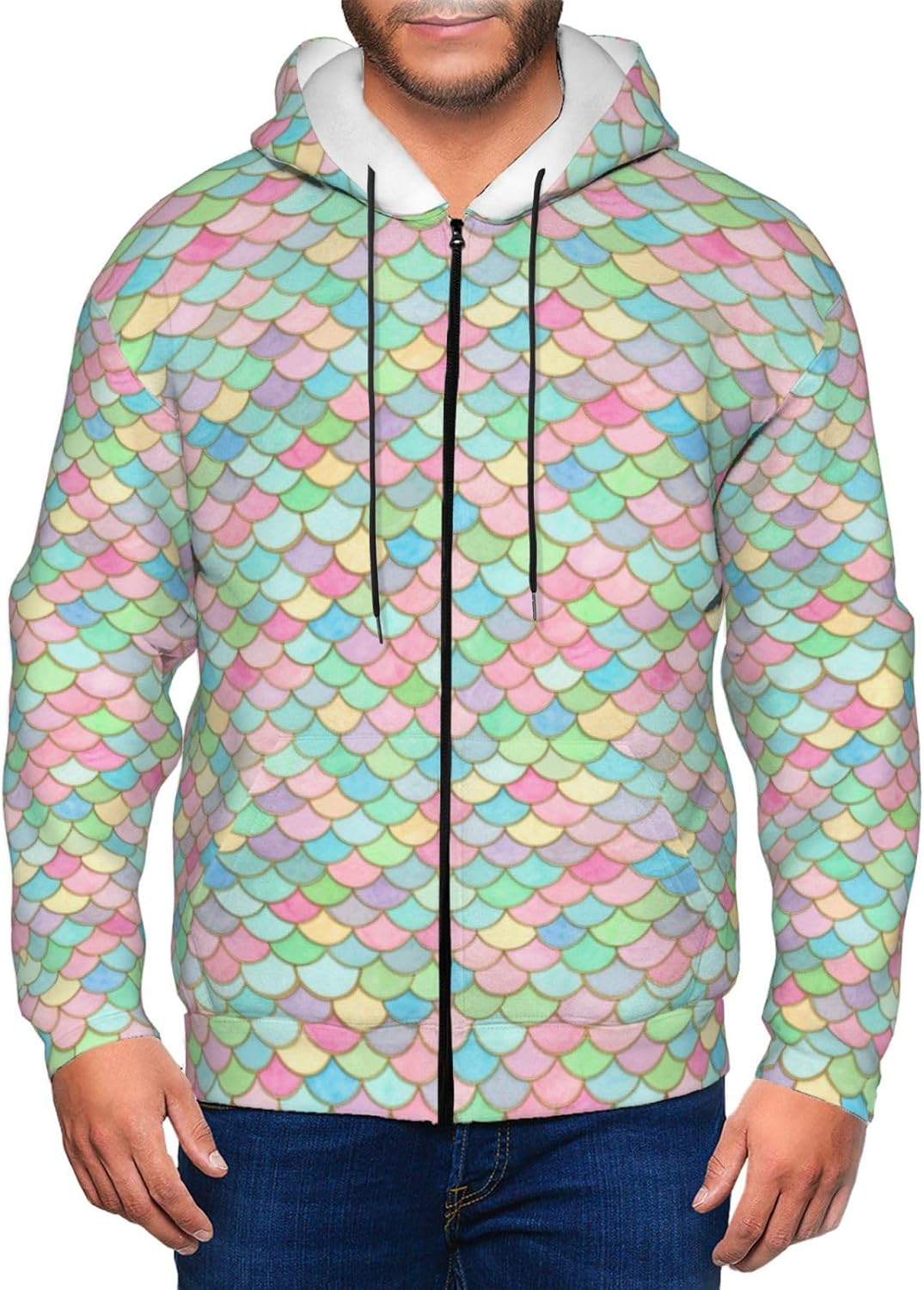 Supdreamc Warm Men's Zip-Up Hoodie with Fleece Lining, Long Sleeve Outdoor Jacket for Cold Weather Activities