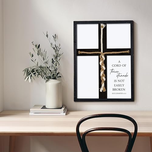 Miniatura 6 de Letrero de boda con texto en inglés "A Cord of Three Strands", trenzado de 22 x 15.75 pulgadas, para ideas de ceremonia, regalos de matrimonio