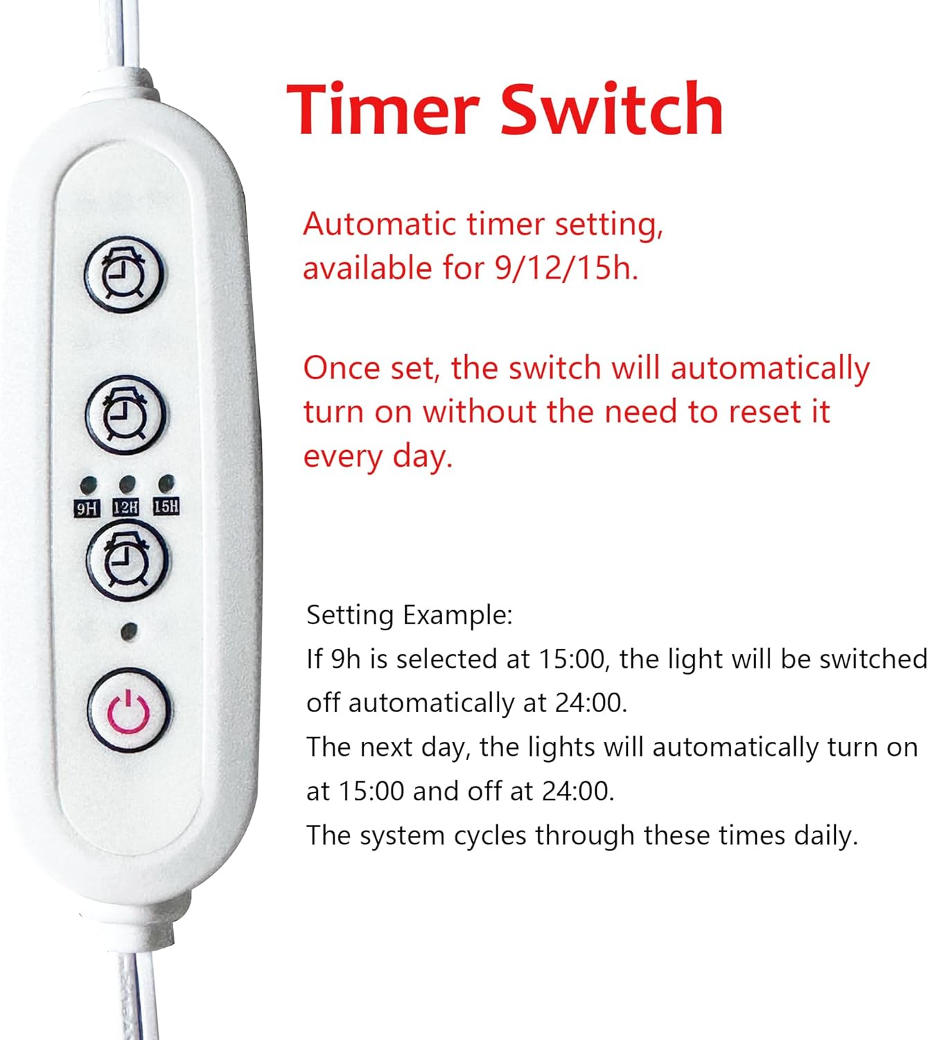 Hook Type Wall Mounted Plant Light Full Spectrum White Light 6000K 25W Bulb White Modern Plug in Cord Timing Wall Lamps for Indoor Growing Plants Flowers