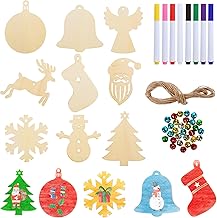 Lihao Wooden Pendant Decoration DIY Crafts for Painting Wooden Pendant for Christmas Tree Jewellery