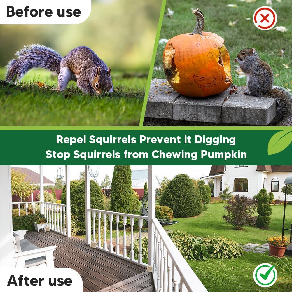 Squirrel Repellent Pouches, Outdoor Chipmunk Repellent, Mint Squirrel Deterrent for Attic/Garden, Keep Squirrels Away from Yard/Bird Feeders/Potted Plants, Safe for Kids & Pets-8P