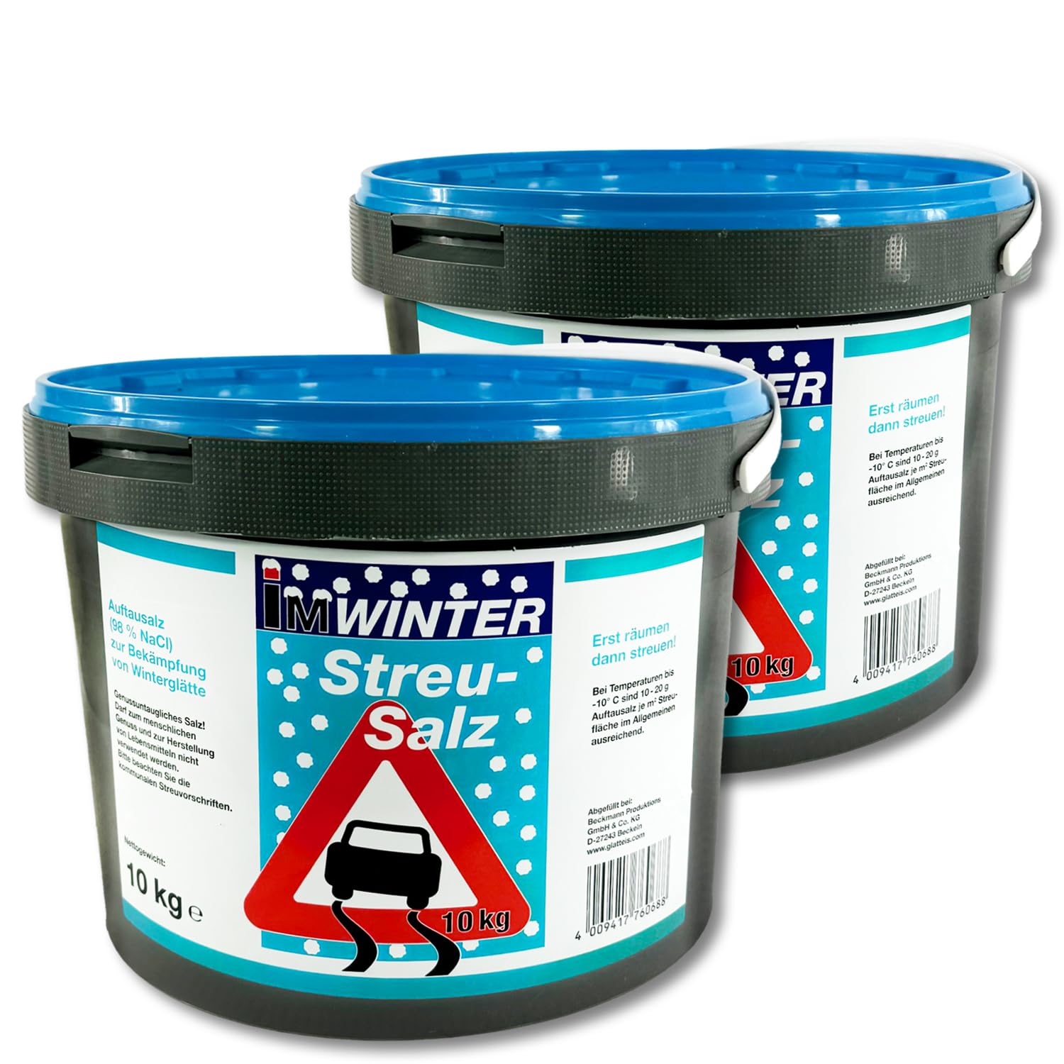 En invierno, 2 x 10 kg de sal de deshielo para descongelar, nieve, hielo, servicio de limpieza de hielo y nieve