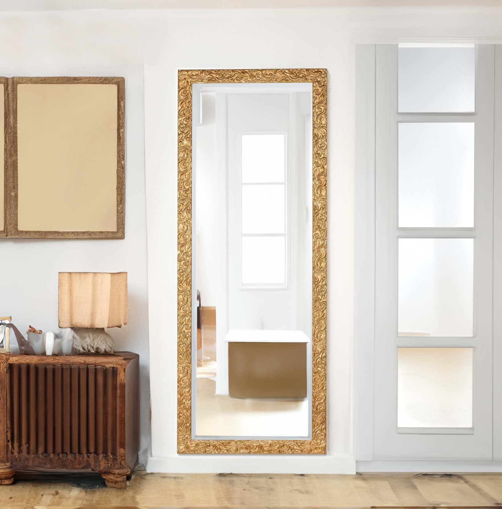Boromal Miroir doré, miroir rectangulaire cadre doré Verticale/Horizontal Salle de bain Miroir Mural Morden Miroir décoratif 80 x 60 cm