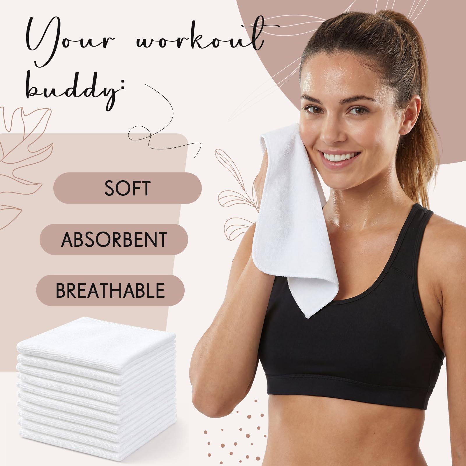 Hestya 30 Toallas de Microfibra de Secado Rápido Paños de Cara Absorbentes Suaves Pañuelos Faciales de Limpieza Reutilizables para Adultos SPA Deporte Belleza(Blanco,25 x 25 cm)