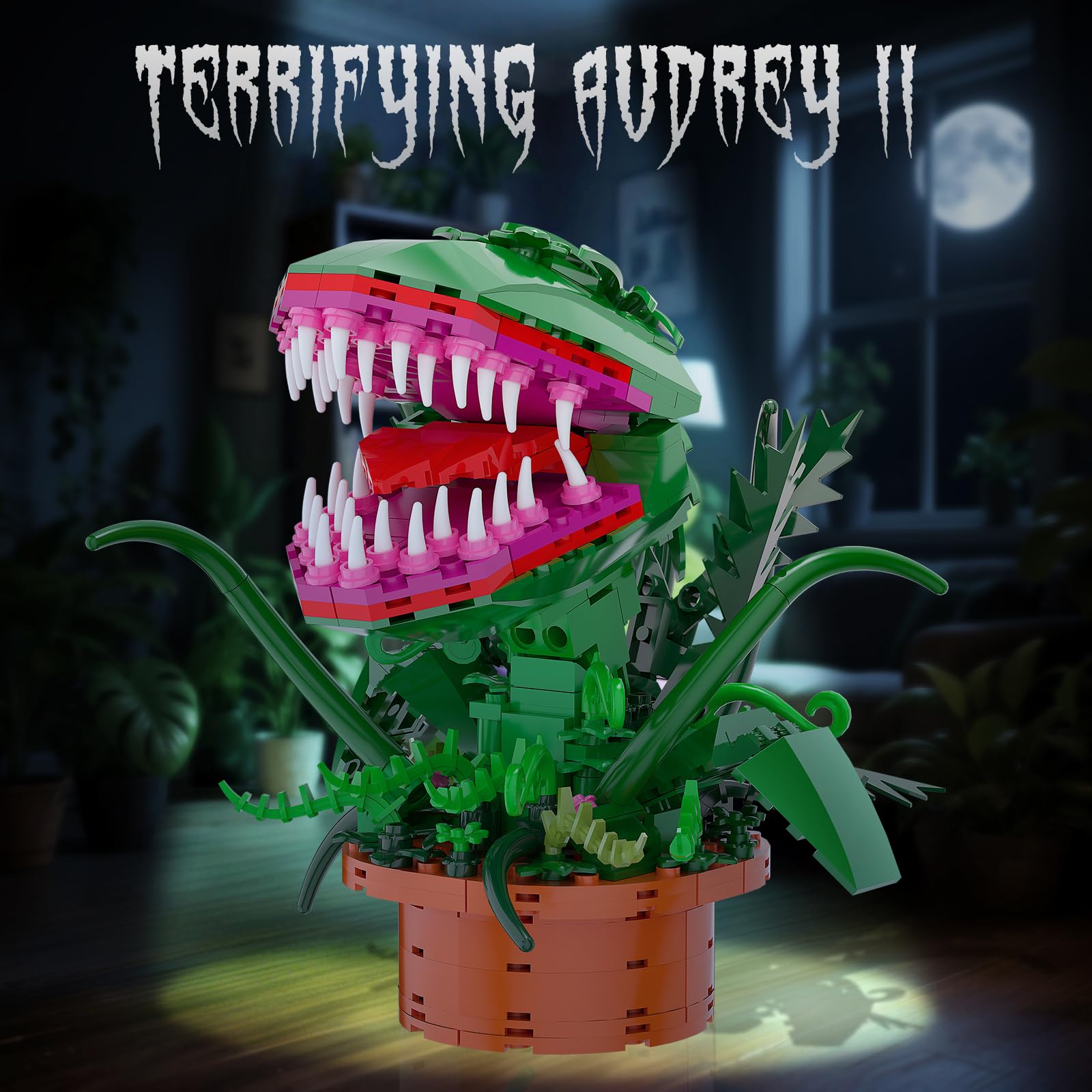 Audrey II Building Block Set, Little Shop of Horrors Cannibal Flower Toy, Opens Scary Mouth with Sharp Teeth, Great Birthday, Christmas, Halloween, for Kids 6+, TV Fans (342 PCS)