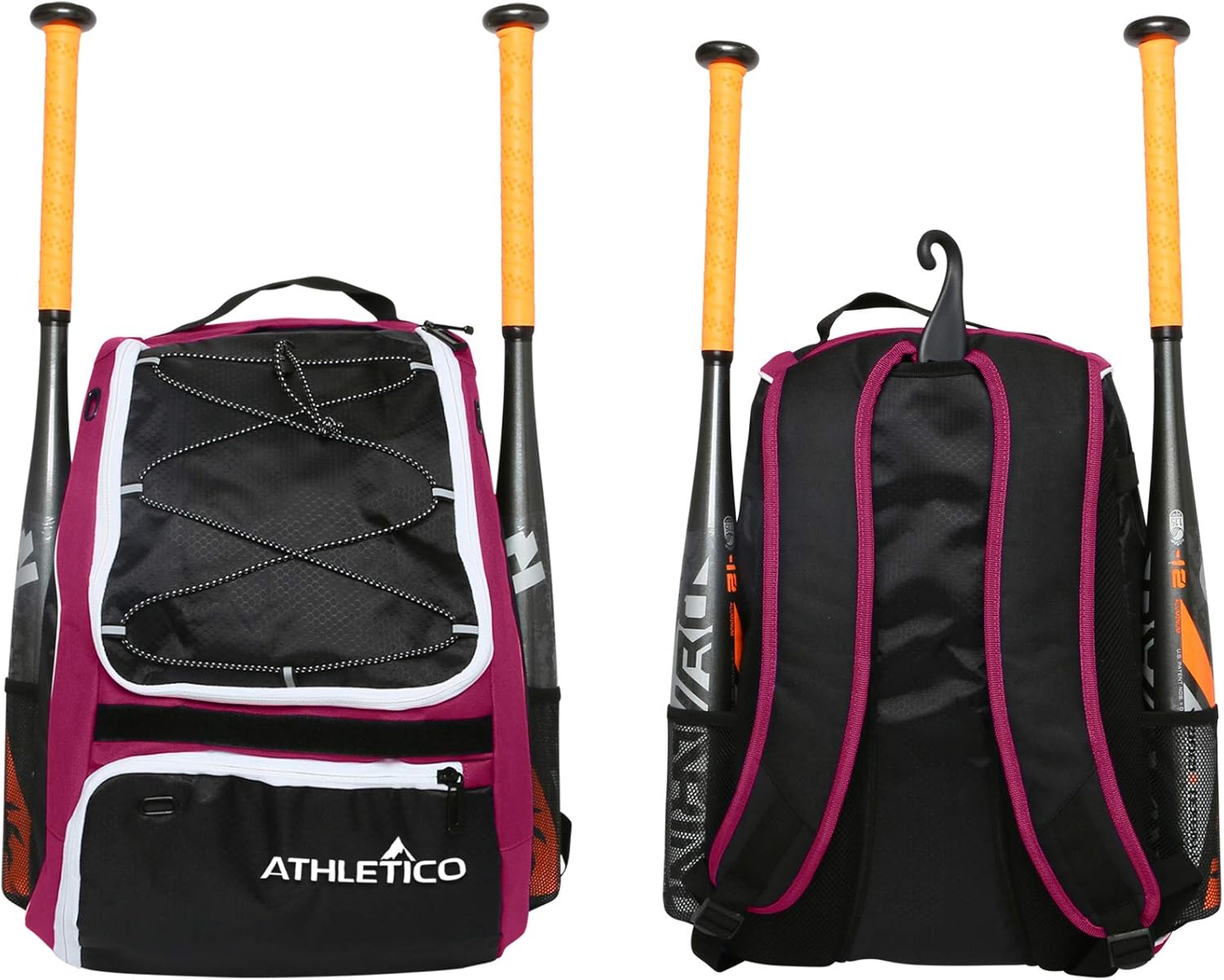 Athletico Baseball Bat Bag - Backpack for Baseball, T-Ball & Softball Equipment & Gear for Youth and Adults | Holds Bat, Helmet, Glove, & Shoes |Shoe Compartment & Fence Hook - Image 4