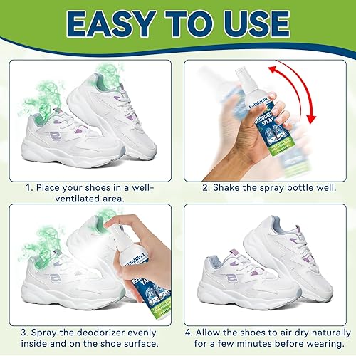 Miniatura 8 de Spray desodorante para zapatos, paquete de 2 unidades de spray refrescante natural para hombres y mujeres, eliminación de olores de zapatos extra