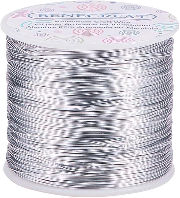 BENECREAT 20 Gauge (0.8mm) Bendable Aluminum Wir, 235m Anodized Jewelry Metal Craft Making Beading Floral Aluminum Craft Wire - Silver
