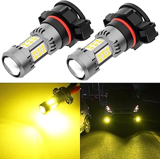 Phinlion PSX24W 2504 12276 LED Fog Light Bulbs, 3200 Lumens Super Bright, 3000K Golden Yellow, 3030 30 SMD Chips, DRL Replacement Lamps for Cars, Trucks, SUVs