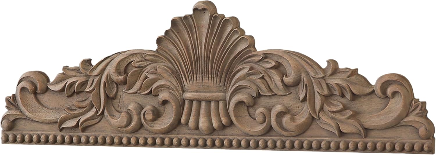 SOFE Large Wooden Wall Pediment, 33 × 10 Inches Farmhouse Scroll Wall Art, Above Door Walls Decor, Vintage Home Office Entryway Accent Wall Sculpture