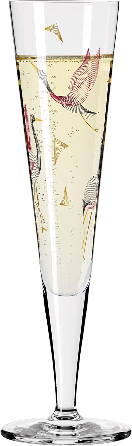 Ritzenhoff 1071015 Goldnacht #15 Champagne Flute, Glass, Gold, red, Black