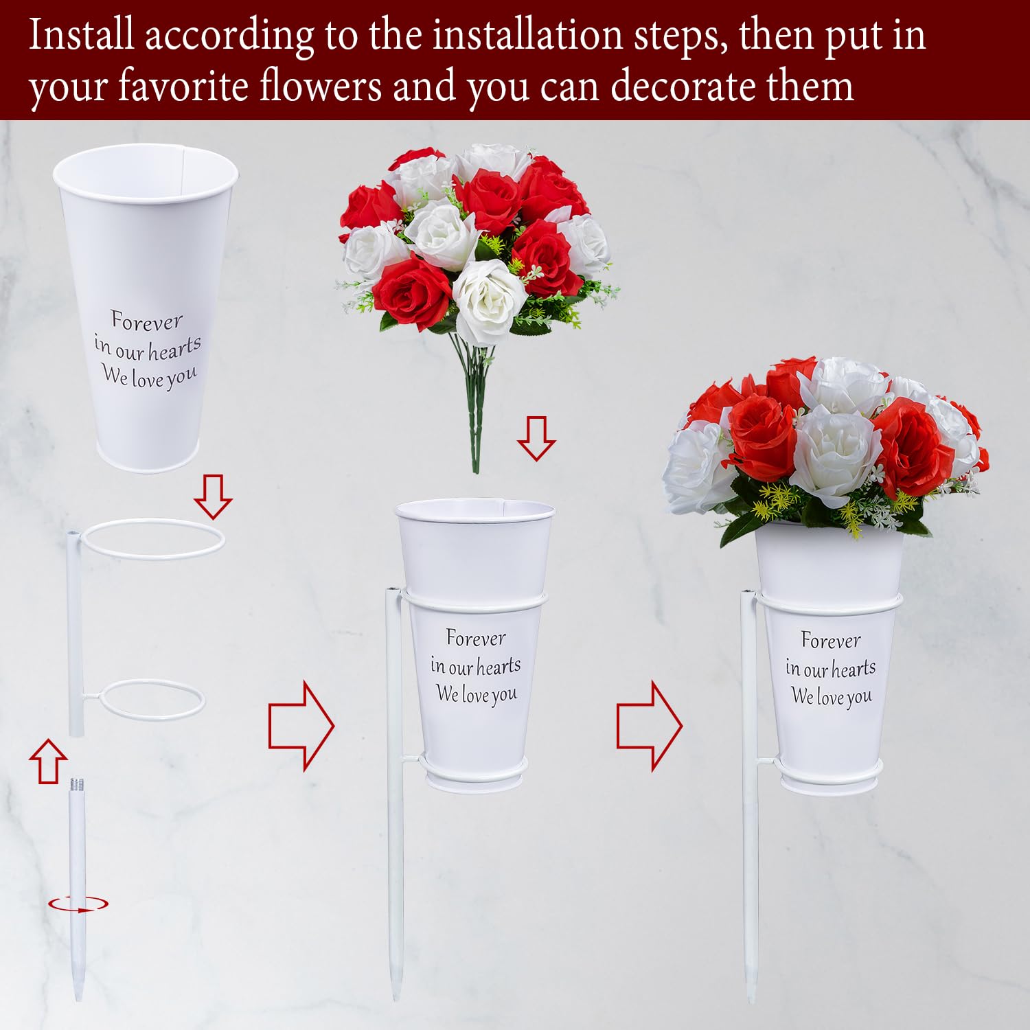 Metal Cemetery Vase - Image 3