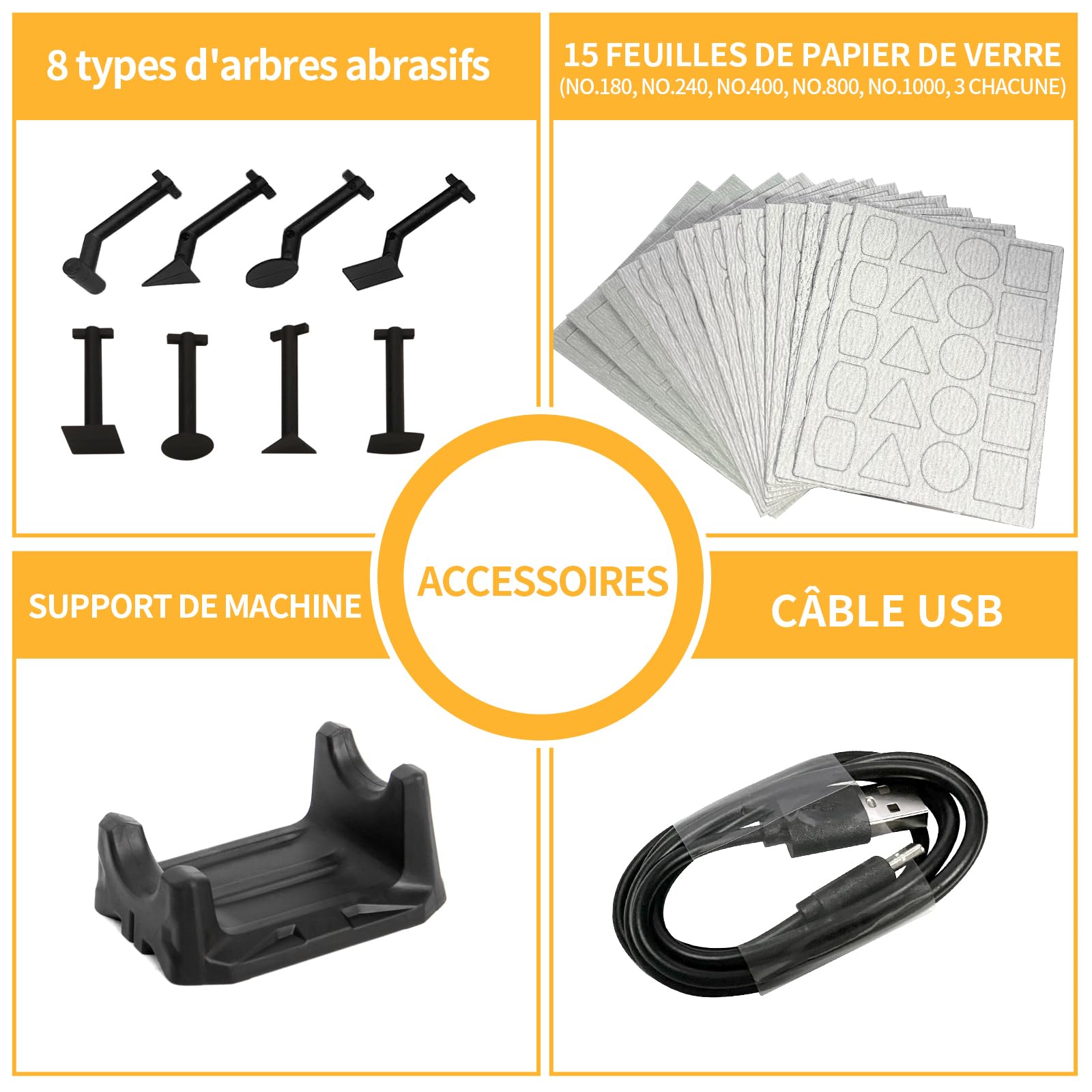 Ponceuse à stylo sans fil, 5 vitesses et chargement USB avec lumière LED, outil électrique polyvalent, mini ponceuse électrique pour le ponçage, le polissage, la finition et le bricolage