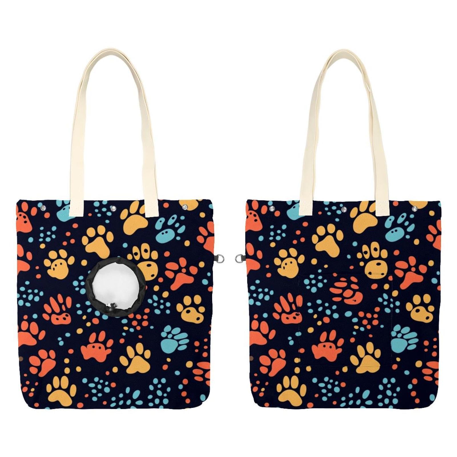 Sac à bandoulière en toile avec empreintes de pattes de chat