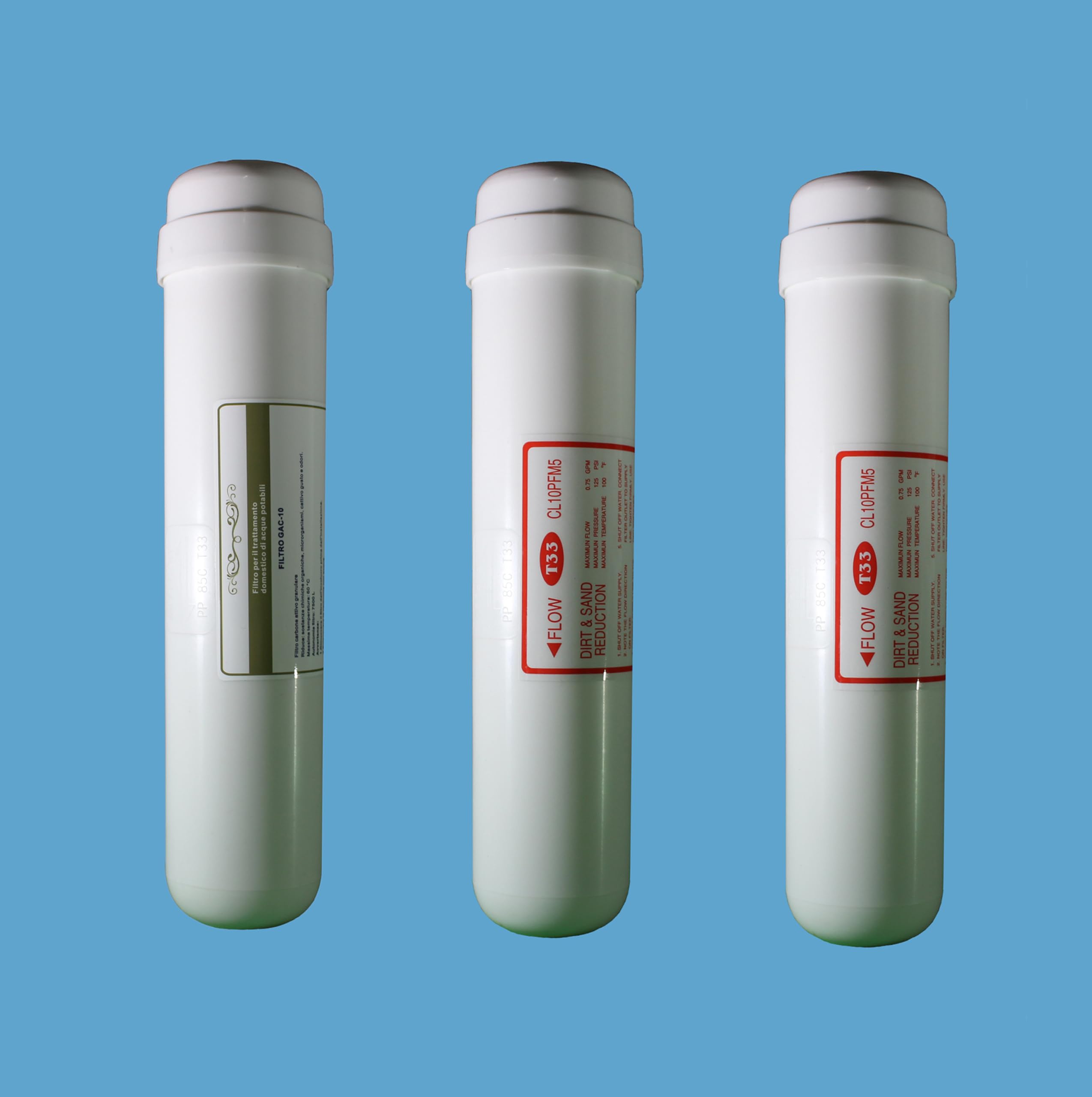 KIT DA 3 FILTRI UNIVERSALI per DEPURATORE ACQUA OSMOSI INVERSA TIPO MAXIMUM, 3 Kit = 9 Filtri